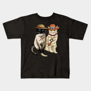 One Piece Cat / Luffy & Ace Cats Kids T-Shirt